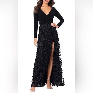 Xscape Black Floral Maxi Dress